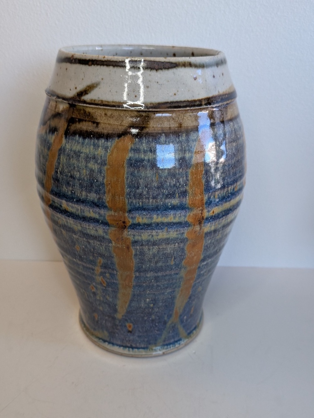 Studio Pottery Ceramic Drip Glazed Vase Signed K Cameron Kathleen Velvet Antler